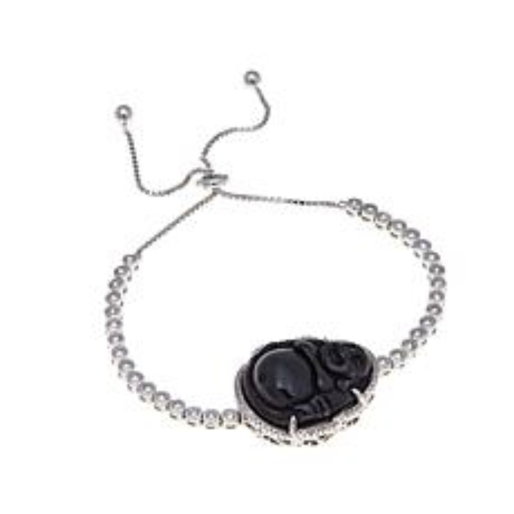 RARITIES CAROL BRODIE SILVER ONYX BUDDHA BRACELET